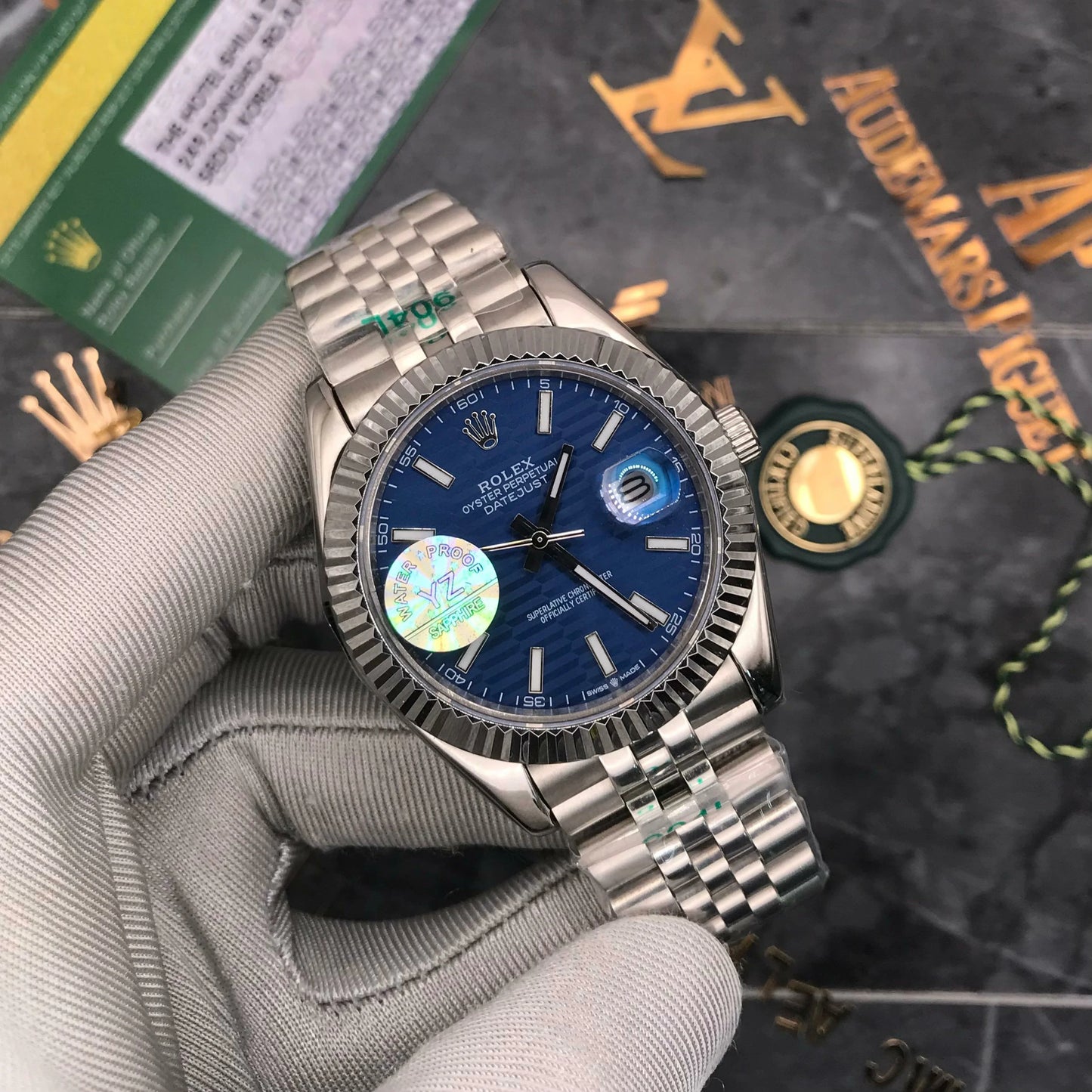 Inspired by Rolex Datejust 41mm – Motif Dial, Automatic, Sapphire Glass, Water Resistant