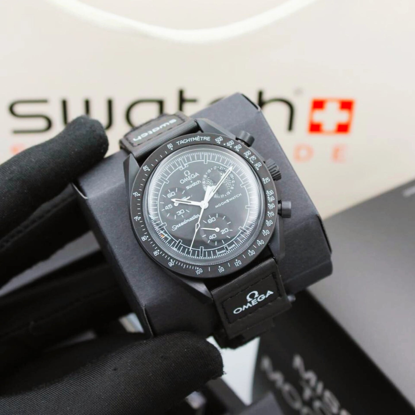 Omega Swatch Mission to Moon Black