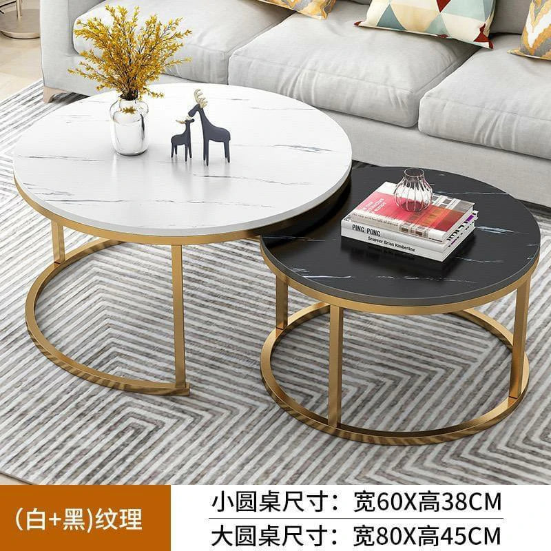Elegant 2-Piece Round Table Set with Gold Frame