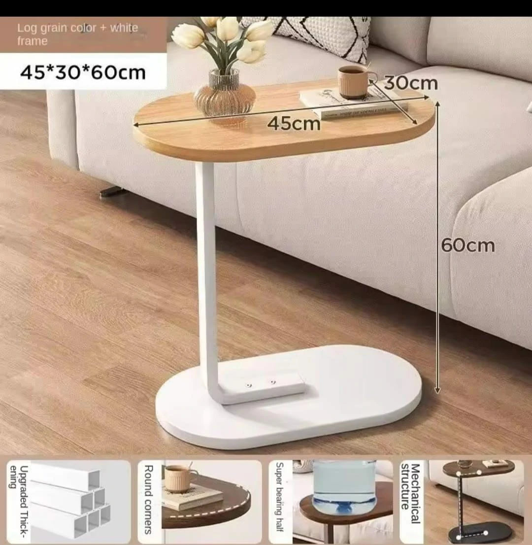 Multi-Purpose Sofa Side Table – Wood Finish with White Frame