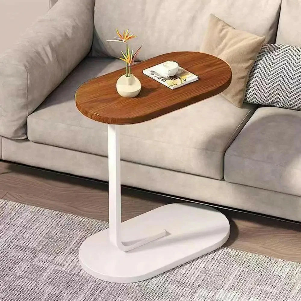 Multi-Purpose Sofa Side Table – Wood Finish with White Frame