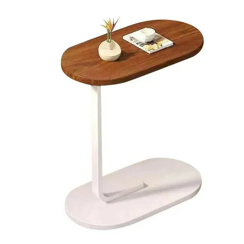 Multi-Purpose Sofa Side Table – Wood Finish with White Frame