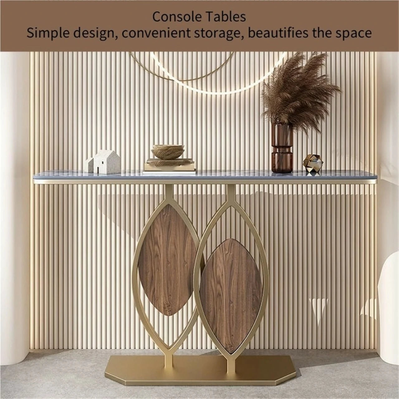 Luxury Console Table with Marble Finish – Modern Decorative Accent