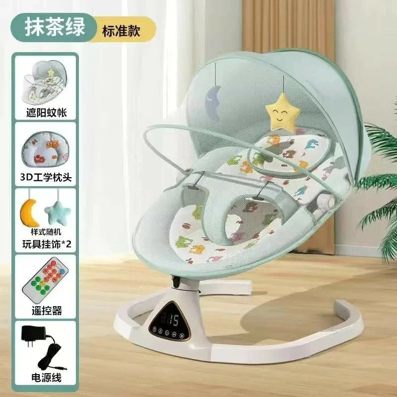 Smart Electric Baby Rocker with Mosquito Net & Remote Control