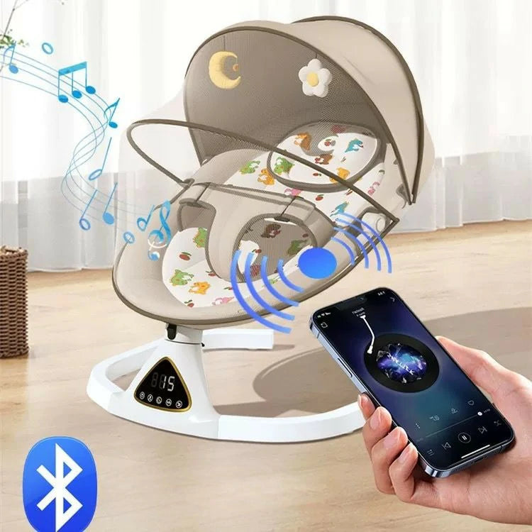Smart Electric Baby Rocker with Mosquito Net & Remote Control