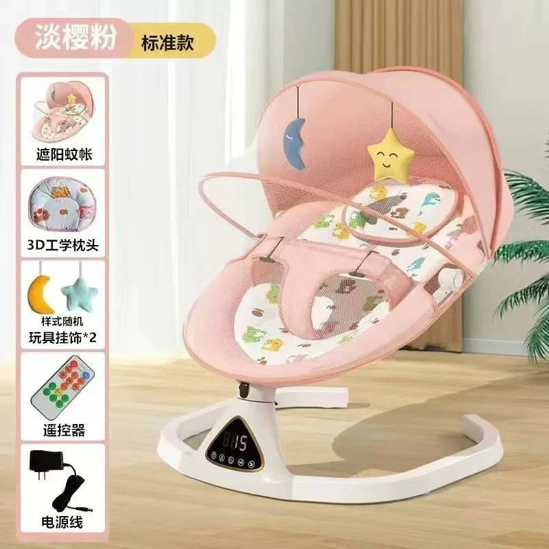 Smart Electric Baby Rocker with Mosquito Net & Remote Control