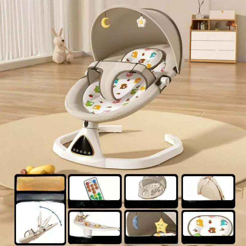 Smart Electric Baby Rocker with Mosquito Net & Remote Control