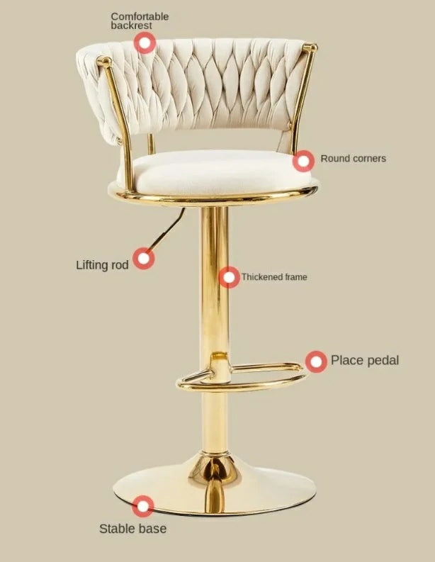 1-Piece Golden Bar Chair Elegant & Adjustable – Ideal for Home, Café & Salon