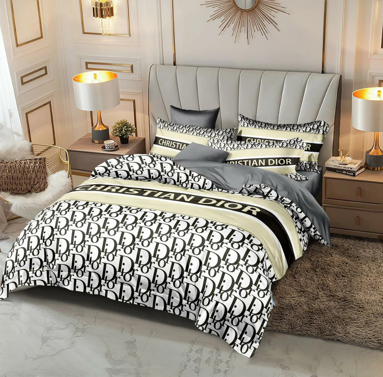 Master Quality 6-Piece King Size Comforter Set – Monochrome Pattern