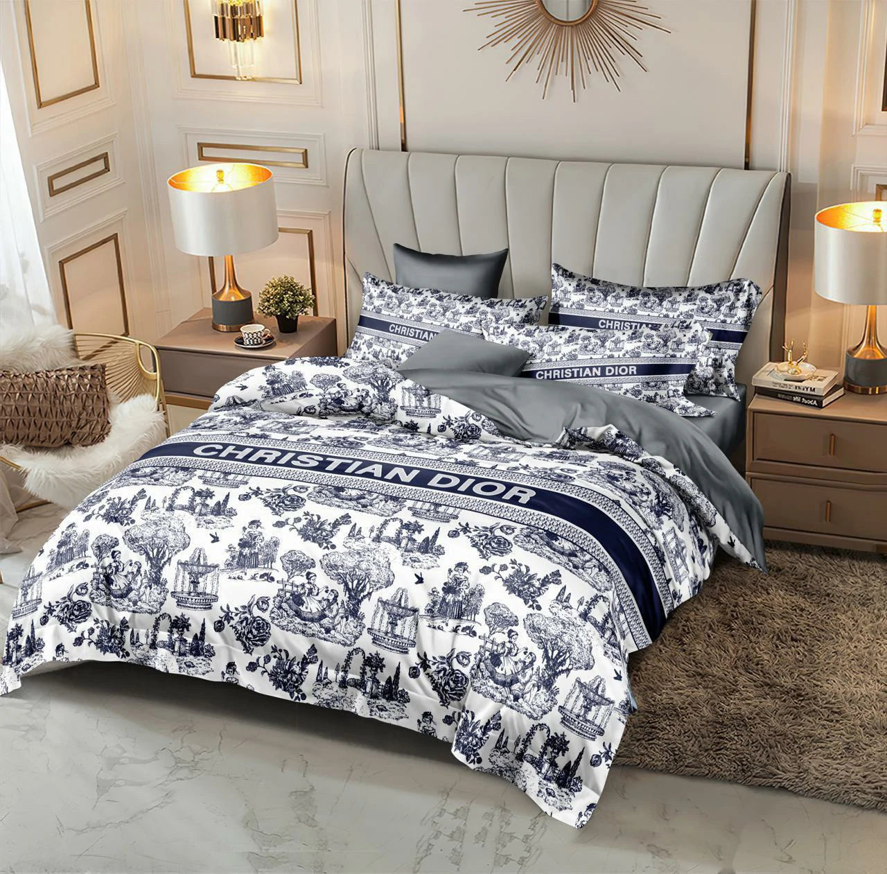 Master Quality 6-Piece King Size Comforter Set – Monochrome Pattern