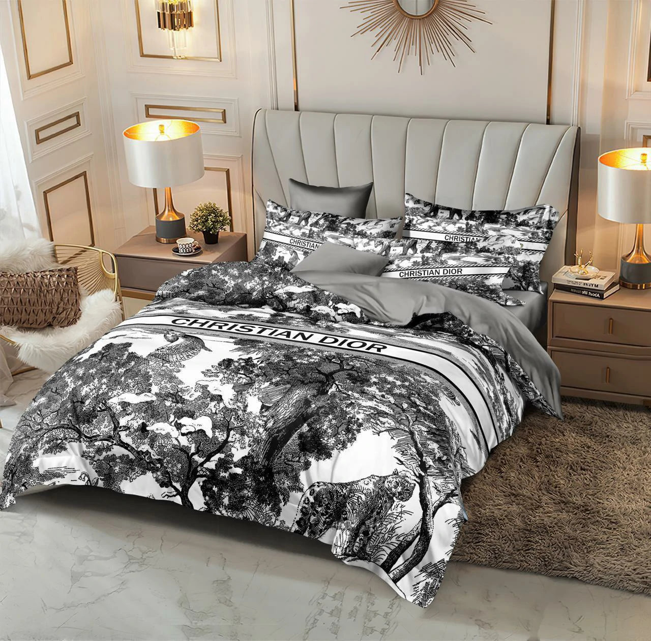 Master Quality 6-Piece King Size Comforter Set – Monochrome Pattern