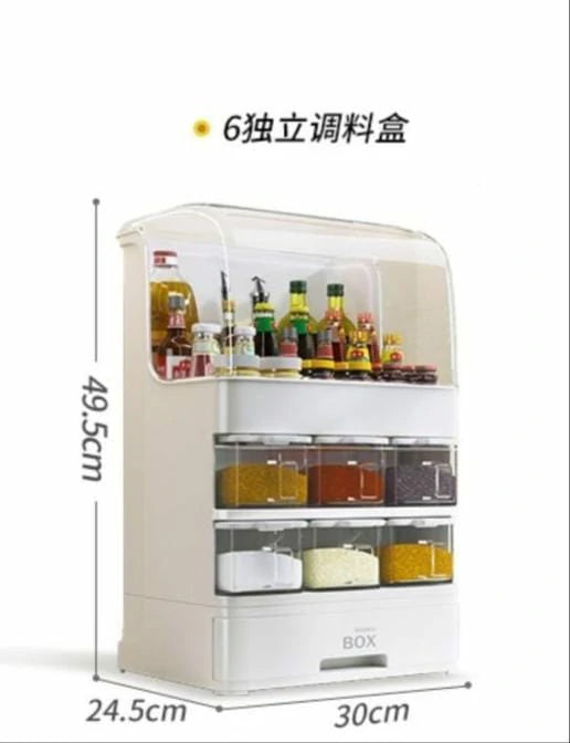Multi-Layer Spice & Sauce Organizer with Top Shelf and Cover