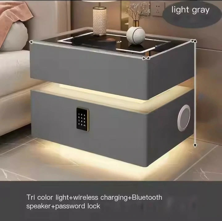 Smart Bedside Table with Wireless Charging, Bluetooth Speaker & Digital Lock Drawer