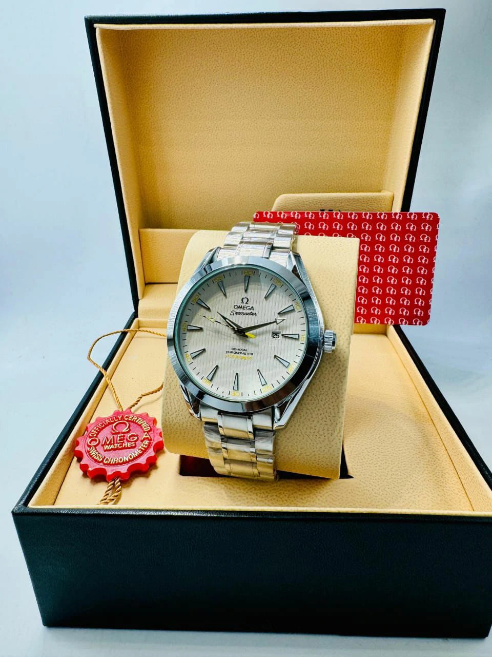 Omega Inspired Men's Luxury Watch – Elegant Stainless Steel Design