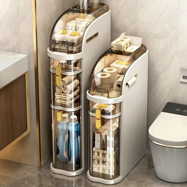Slim 4-Layer Multipurpose Storage Cabinet – 1 Piece – with Side Tissue Holder
