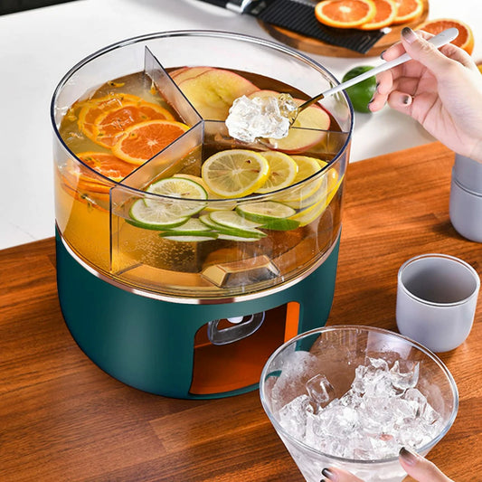 3-Compartment Rotatable Juice Dispenser with Tap