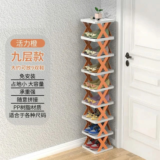 9-Layer Vertical Plastic Plastic Shoe Rack – Space-Saving