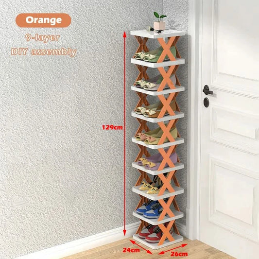 9-Layer Vertical Plastic Plastic Shoe Rack – Space-Saving