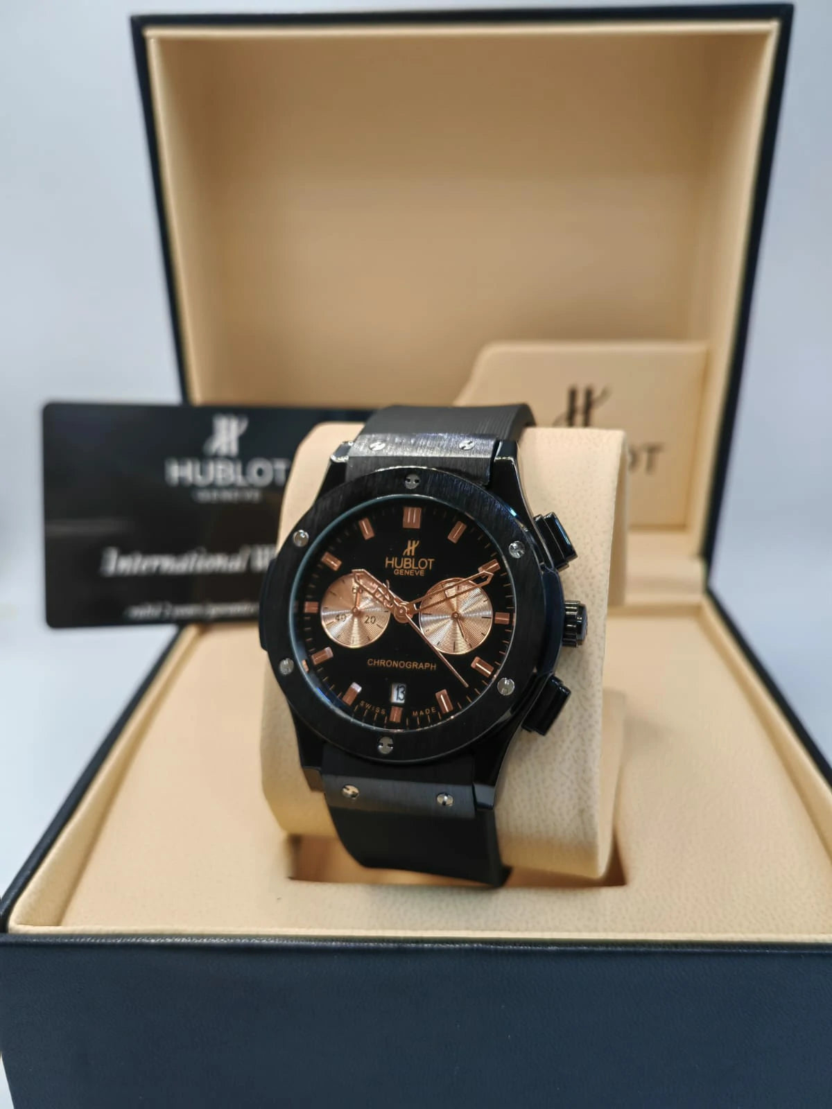Men's Luxury Automatic Watch – Hublot-Inspired Design with Elegant Gift Box