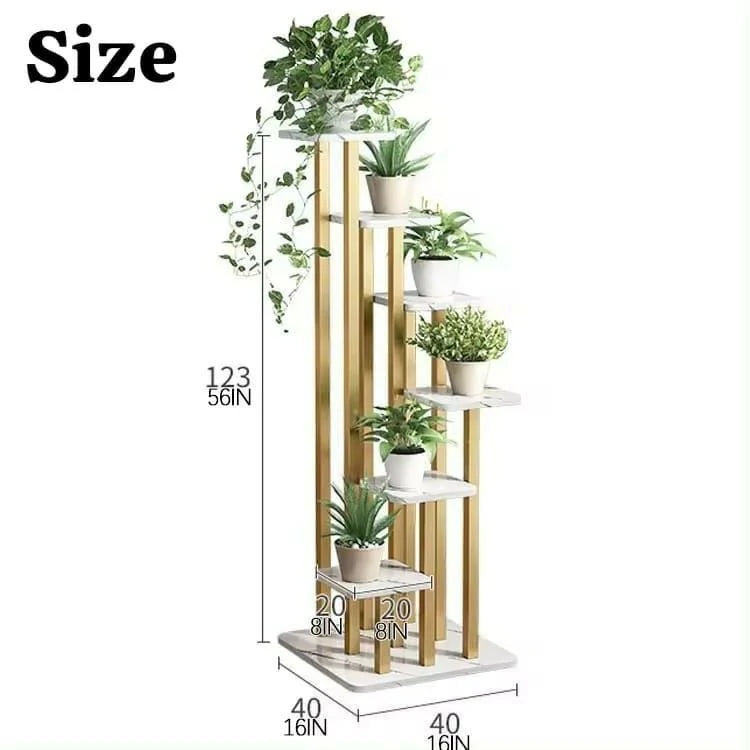 Luxury Multi-Tier Indoor Plant Stand – Gold & White Modern Display Rack