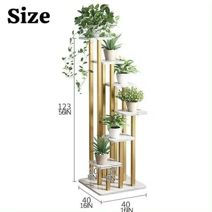 Luxury Multi-Tier Indoor Plant Stand – Gold & White Modern Display Rack
