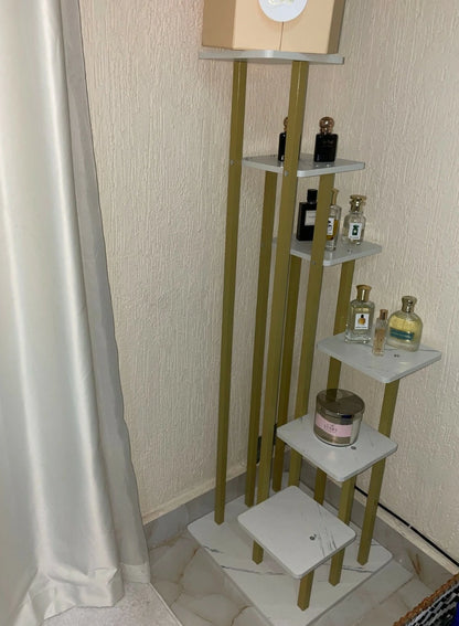 Luxury Multi-Tier Indoor Plant Stand – Gold & White Modern Display Rack