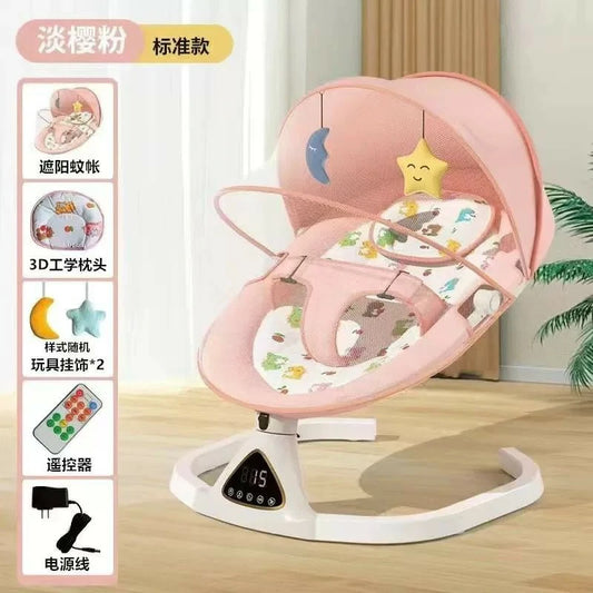 Smart Electric Baby Rocker with Mosquito Net & Remote Control