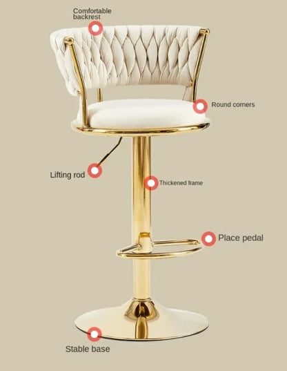 1-Piece Golden Bar Chair Elegant & Adjustable – Ideal for Home, Café & Salon