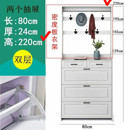 Entryway Organizer with Coat Hooks, Shoe Rack & Storage Cabinet – 220cm