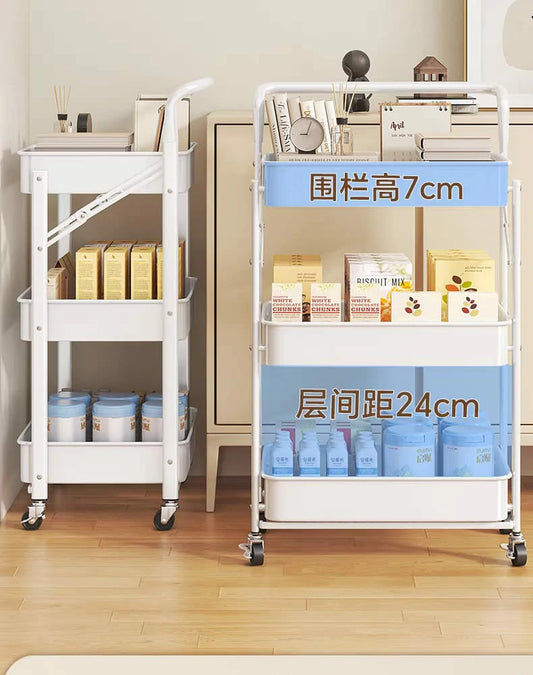Multipurpose Foldable 3-Layer Storage Rack with Wheels
