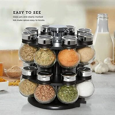 360° Rotating Spice Rack – 16 Jar Organizer for Kitchen Herbs & Spices