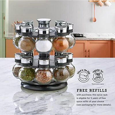 360° Rotating Spice Rack – 16 Jar Organizer for Kitchen Herbs & Spices