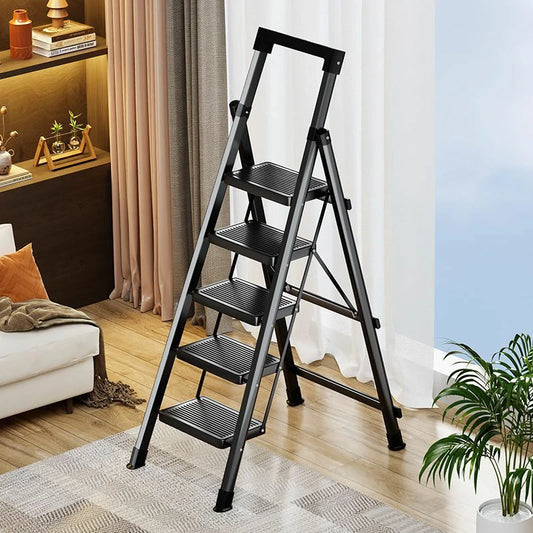5-Step Foldable Ladder with Anti-Slip Wide Steps
