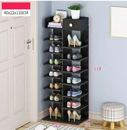 Compact Multi-Layer Shoe Rack with Drawer and Top Shelf