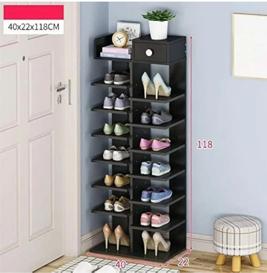Compact Multi-Layer Shoe Rack with Drawer and Top Shelf