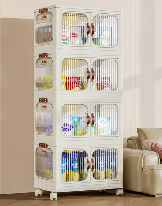 4-Layer Foldable Storage Cabinet with Wheels