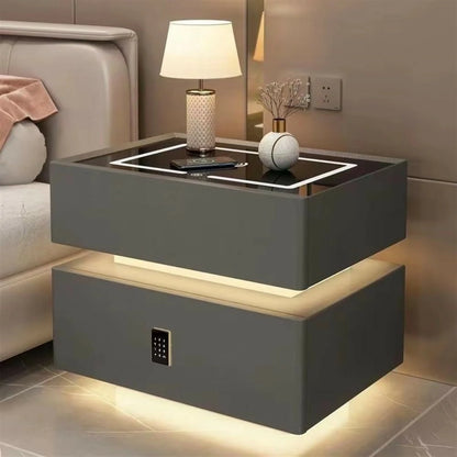 Smart Bedside Table with Wireless Charging, Bluetooth Speaker & Digital Lock Drawer