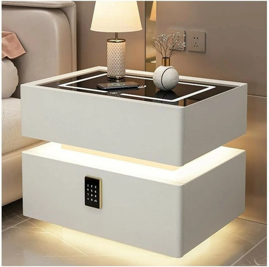 Smart Bedside Table with Wireless Charging, Bluetooth Speaker & Digital Lock Drawer