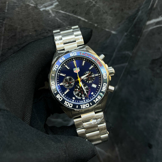 Chronograph Men’s Watch – Inspired by TAG Heuer, Stainless Steel Bracelet