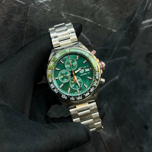 Chronograph Men’s Watch – Inspired by TAG Heuer, Stainless Steel Bracelet