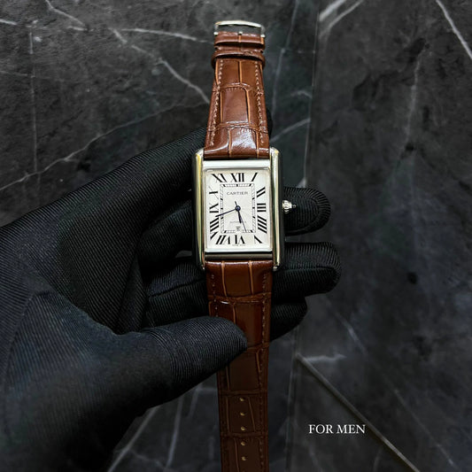 Classic Leather Strap Watch for Men | Inspired by Cartier Tank