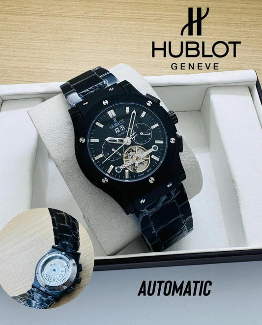 Hublot Inspired Automatic Men's Watch – Skeleton Dial & Stainless Steel Bracelet