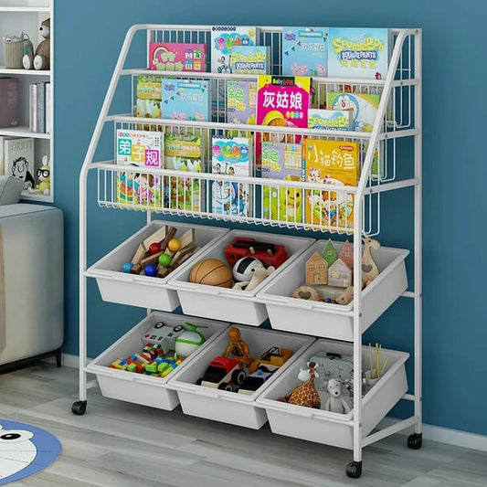 Kids Books & Toys Organizer Shelf with Storage Bins