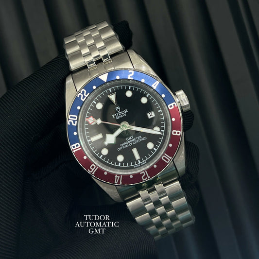 Men's Luxury Automatic GMT Watch – Inspired by Tudor, Stainless Steel Bracelet
