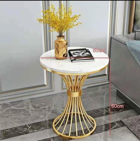 Modern Round Side Table with Decorative Base – 50x60 cm