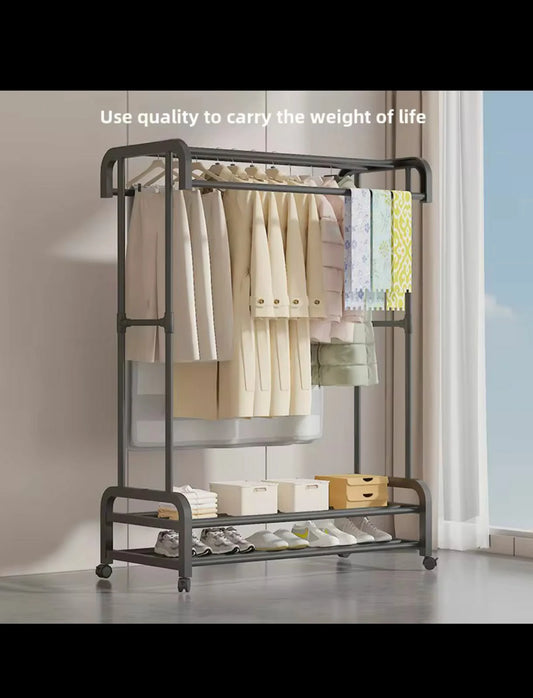 Multi-Layer Clothes Hanging Organizer Rack with Wheels