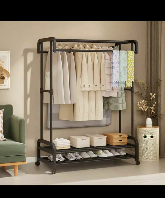 Multi-Layer Clothes Hanging Organizer Rack with Wheels