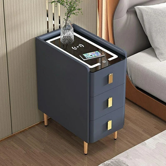 Smart Bedside Table with Wireless Charging & LED Light – 3 Drawer