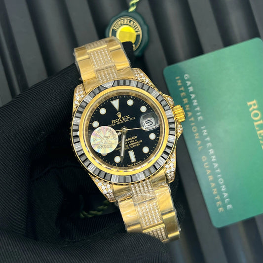 Rolex-Inspired YZ Submariner | Full Diamond Automatic Watch with Sapphire Glass & Water Resistance