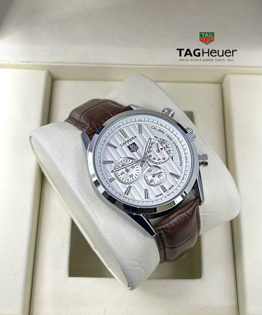 Tag Heuer Inspired Men's Chronograph Watch – Classic Leather Strap